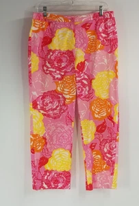 Lilly Pulitzer Size 10 Floral Print Cropped Pants Pink Yellow Orange - Bild 1 von 5