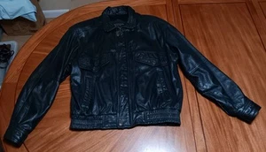 J. Riggins Leather Jacket Size S/C Black Fits Like Large Adult - Bild 1 von 16