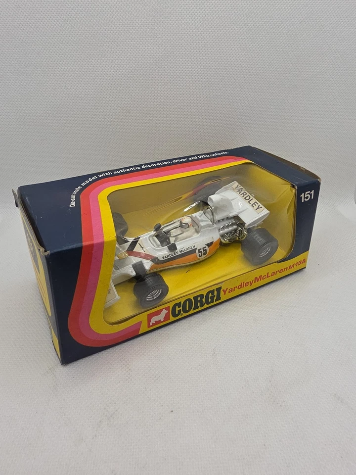 Corgi Toys Original No 151 YARDLEY McLAREN M19A F1 with BOX 1973 WHIZZWHEELS Vgc - Image 1 of 4