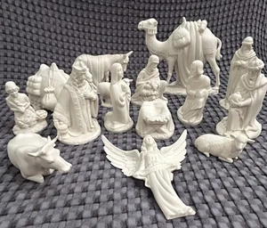 VTG 1966 Holland Mold Christmas Nativity 15 Pieces White Unglazed Unpainted - Picture 1 of 17