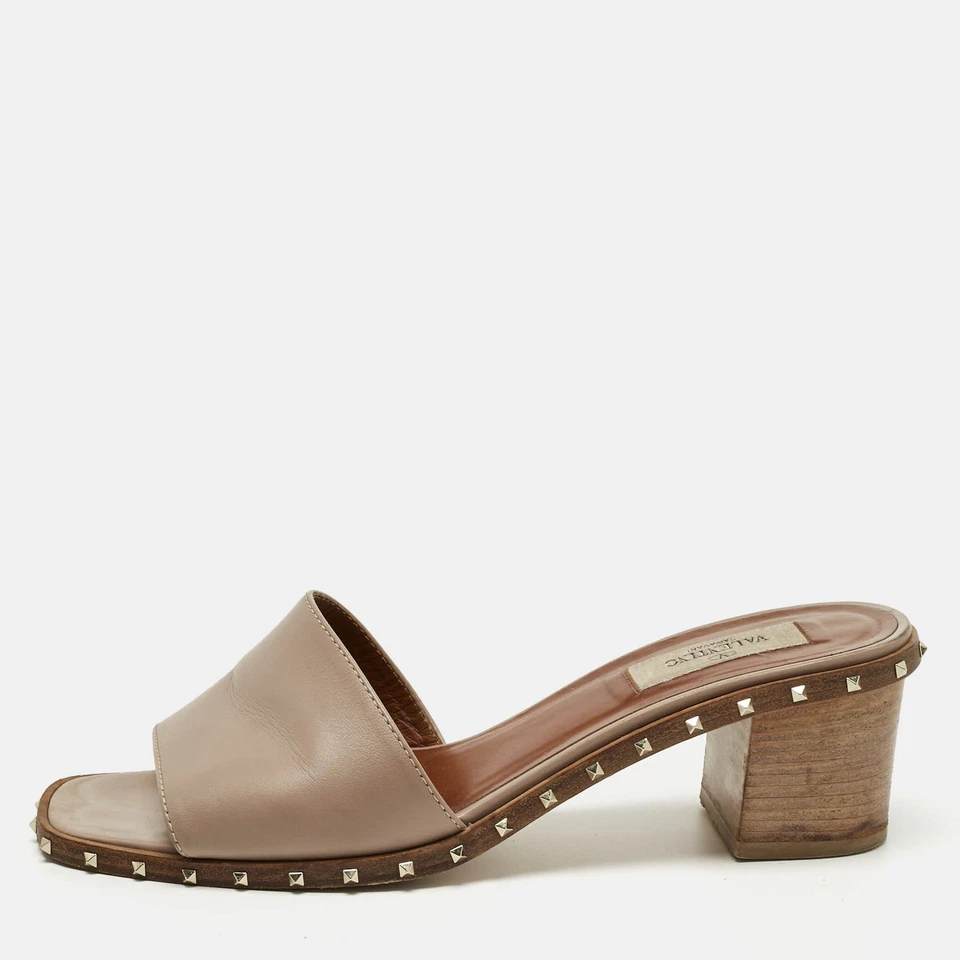 Sandalias Rockstud de cuero beige Valentino talla 38 Foto 1 de 4