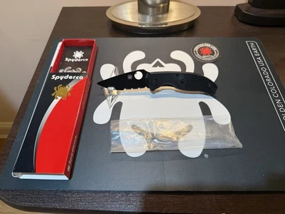 Spyderco Lightweight Tenacious Folding Knife Black Oxide Combo Blade,C122PSBBK