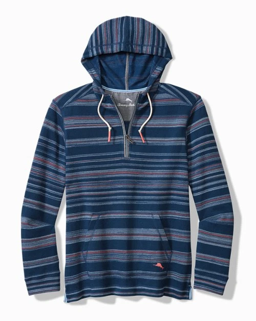 NUEVO CON ETIQUETAS Tommy Bahama Para hombres Shoreline Stripe Baja Media Cremallera Sudadera con Capucha Bering Azul XXL Foto 1 de 1