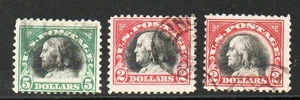 Estampilla de Estados Unidos #524, 547 y 547a... Franklins de $5 y $2... Usada... CV $115 - Imagen 1 de 2
