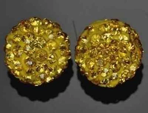 Shamballa Beads Golden Mustard Yellow Crystal Pave Clay Ball 6mm 10mm - Picture 1 of 3