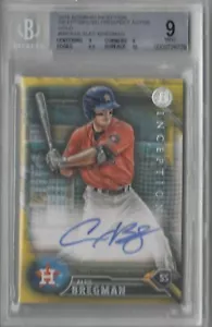 2016 BOWMAN ALEX BREGMAN ASTROS GOLD INCEPTION ROOKIE AUTOGRAFO BGS 9 #D15/25 RC - Foto 1 di 2