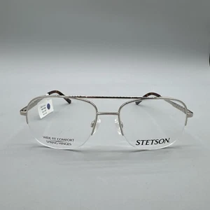 STETSON XL 31 057 Gold Mens Aviator Half Rim Eyeglasses 59-18-150 NEW - Picture 1 of 9
