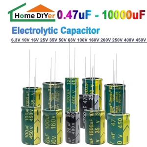 6.3V-450V Radial Aluminium Electrolytic Capacitors 0.47uF-10000uF Multiple Value - Picture 1 of 5