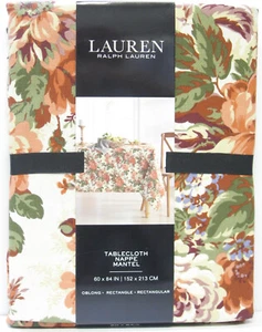 Ralph Lauren Baumwolle Tischdecke Floral Koralle Blau Grün Elfenbein 60" x 84" - Bild 1 von 1