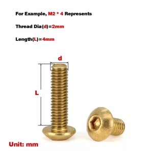 Brass Half Round Head Hex Socket Screw M2M2.5~M8M10 - Picture 1 of 62