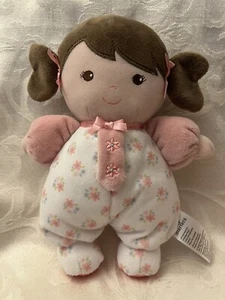 Baby Starters Brunette Olivia Rattle Baby Doll Plush Brown Hair Eyes 10" First - Picture 1 of 1