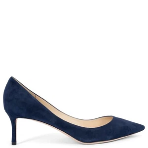 70036 auth JIMMY CHOO navy blue suede ROMY 60 Pumps Shoes 43 fit small - Picture 1 of 7
