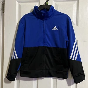 ADIDAS BOYS Track jacket blue/white/black Coupe Standard Size SMALL/Size 8-10 - Picture 1 of 3