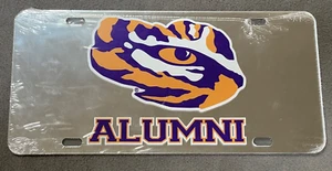 NCAA LSU Tigers Alumni Silver Mirror License Plate Cart Tag - New - Picture 1 of 2