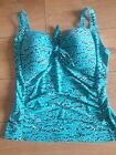 Beach to Beach Tankini Top Turquoise Moulded Light Padded  Built In Cups Size 24