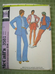 McCall 3581 Hombre ROPA DEPORTIVA 42 Pecho 36 Cintura Patrón 1973 Sin Cortar FF Costura - Imagen 1 de 6