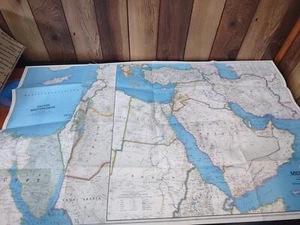 1978 Naher Osten National Geographic Jumbo 22" x 37" ausklappbare Karte & Poster - Bild 1 von 7