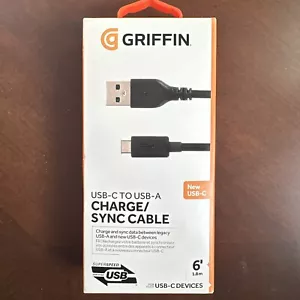 GRIFFIN USB-C TO USB-A CHARGE/SYNC CABLE 6 FOOT NEW IN BOX - Picture 1 of 2