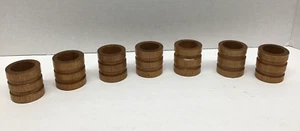 Wood Round Napkin Rings Vintage Farmhouse Boho Set of 7 - Picture 1 of 5