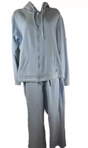 Reebok Set Soft Ladies Blue Logo Lounge Jogger Pants Hooded Sweatshirt S XL - Picture 1 of 7