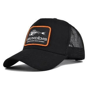 Black Embroidered Patch GRUNDÉNS Fishing Baseball Cap Mesh Back Trucker Hat KK