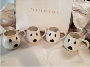Set 4 Vintage Keramik Scheune Geist Becher Halloween Erste Ausgabe Letztes Set HTF Lesen - Bild 1 von 4