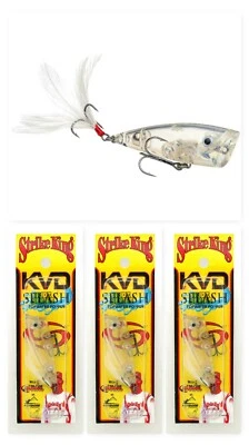 (3) Strike King KVD 2 1/4" Splash Jr Topwater Popper 3/16 Oz Clear Brand New - Image 1 of 4