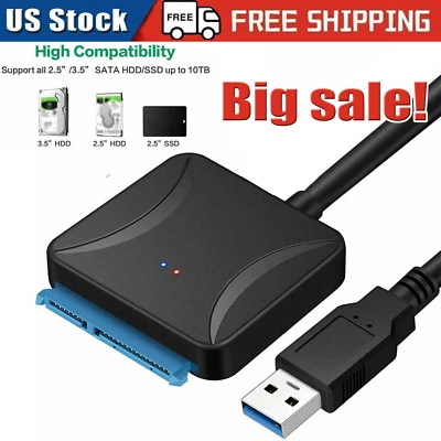 USB 3.0 to SATA External Hard Drive Reader 2.5" 3.5" HDD SSD Power adapter cable - Image 1 of 4