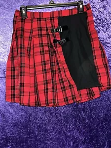 Hot Topic Gonna Donna Media Mezza Nera Rossa Pieghe Plaid Gotica Emo Grunge - Foto 1 di 5