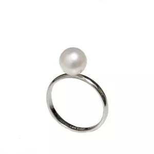 Anello Perla Rotonda Colturato Akoya 14 Oro Giallo, Bianco e Rosa/Band promessa - Foto 1 di 3