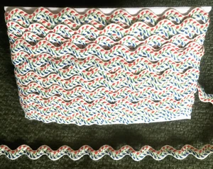 VINTAGE 10 Yds 1/2" COTTON RIC RAC EMBROIDERED MULTI-COLOR - Picture 1 of 1