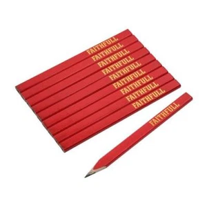 Faithfull FSC Carpenter's Pencils Red Medium Graphite Pack 10 FAICPR10FSC - Picture 1 of 5