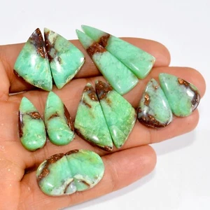 6Pairs 161Ct Natural Chrysoprase Cabochon Gemstone pair Lot 35x10 15x11mm #15189 - Picture 1 of 6