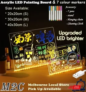 LED Note Board with Colors Acrylic Dry Erase Board with 7 Pens for Home Office - Picture 1 of 5