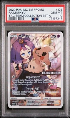 PSA 10 Mimikyu 176 Full Art Secret Rare Sun Moon Pokemon Indonesian Promo Card - Image 1 of 4