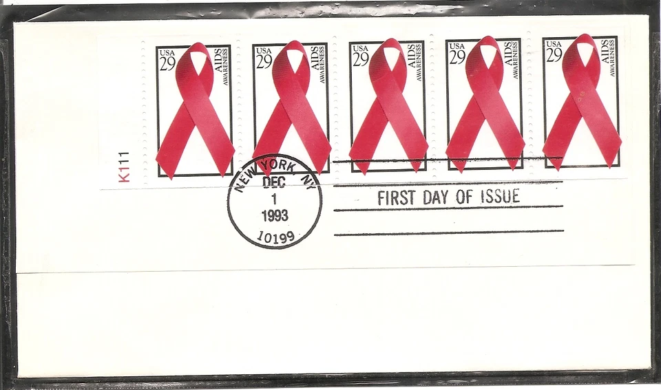 US SC # 2806b Aids Awareness FDC. pane of 5 .K111 . Uncacheted - Image 1 of 1