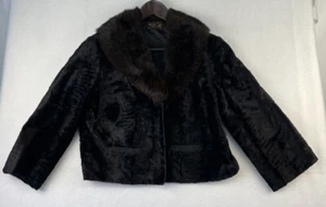 Vintage Bolero/Shrug Jacket Glentex Plush 1950s “Faux ?” Fur Collar Size Medium - Picture 1 of 12