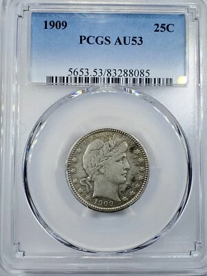 1909 Barber Quarter PCGS AU53 - Image 1 of 4