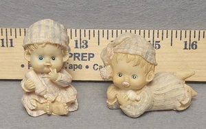 2 Vintage Miniature Figurine Sculpture Statue Child Bottle And Pacifier - Picture 1 of 8