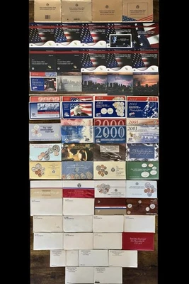 1968-2024 Consecutive Run 56 US Mint Uncirculated Sets. 1976 Silver, 1996-W Dime - Image 1 of 4