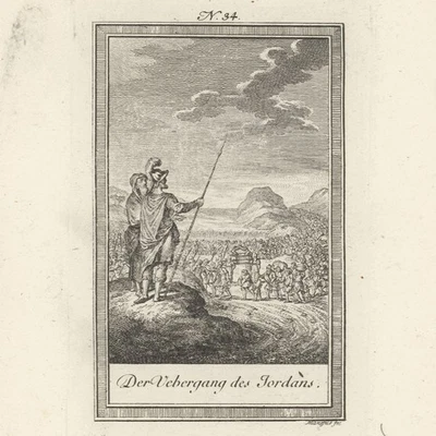 Bibel Altes Testament Überquerung Jordan Weltgeschichte Orig Kupferstich 19 Jhd - Bild 1 von 3