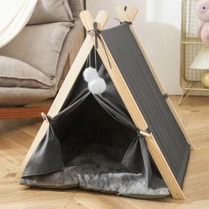 Large Teepee Tent Pet Dog Cat Bed Teepee House Sleeping Beds With Thick Cushion♡ - Picture 1 of 7