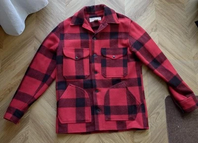 Filson Co.Style 85 Mackinaw Wool Jacket Red Black Checkered Size 40 Four Pockets - Image 1 of 3