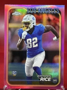 2024 Topps Chrome Brenden Rice #241 PINK REFRACTOR RC Los Angeles Chargers - Picture 1 of 2