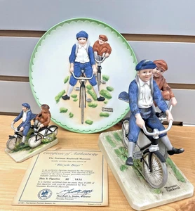 Targa Norman Rockwell Serie Limitata Bicicletta Ragazzo con Figurine Grandi e Mini - Foto 1 di 12