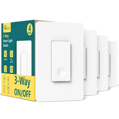 NEW Treatlife Smart WiFi Light Switch 3-Way, 4-Pack, Works w/ Alexa & Google