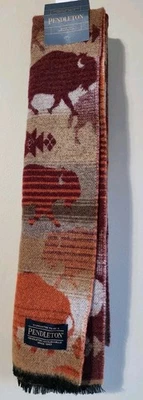 Pendleton Prairie Rush Hour Cobre 100% Lana Bufanda 76" x 12" Hecho en Italia Foto 1 de 4