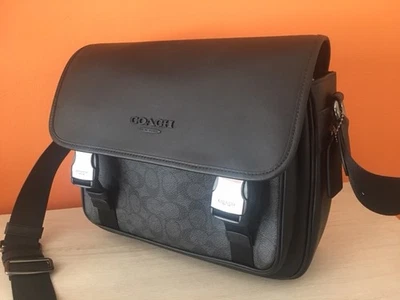 NUEVO CON ETIQUETAS COACH Para hombres RACER CT716 Unisex Bolso Mensajero Carbón/Negro/Logotipo de Arma Foto 1 de 4