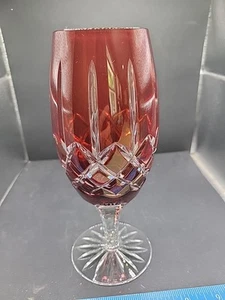 1 Ajka Arabella Ruby Red Cut To Clear Crystal Iced Tea Glass Goblet,7 3/4" - Picture 1 of 11