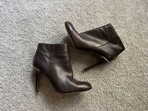 Coach Nila Booties Women's 8.5 Brown Leather Stiletto Heel Ankle Boots